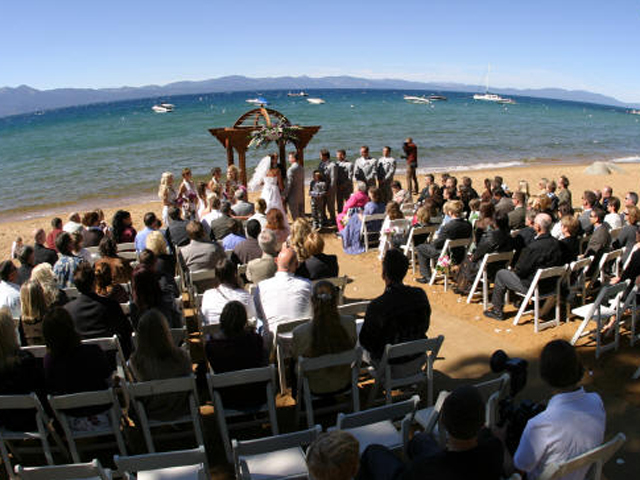 Bride and Groom at Zephyr Cove