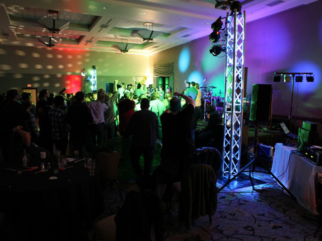 Staging and lighting at an event