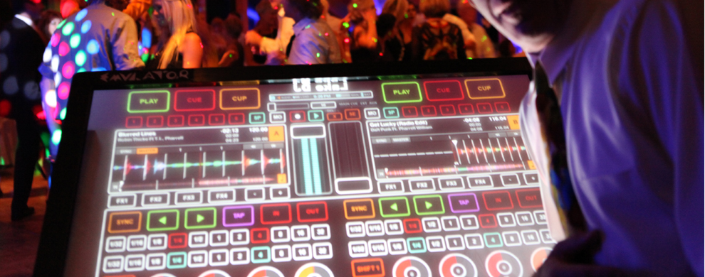 Emulator DJ Screen and DJ at an event